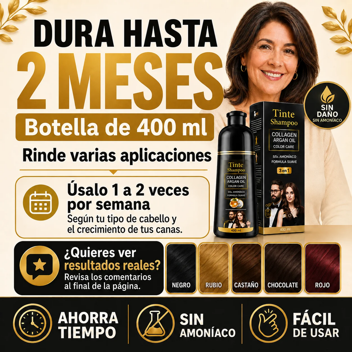 Shampoo 3 en 1 con Colágeno y Aceite de Argán